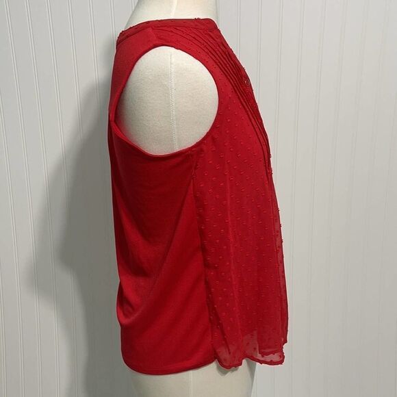 Charter Club Sleeveless Button Blouse Barn Red XS - Picture 4 of 13